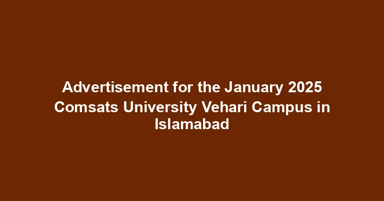 Comasats University Jobs