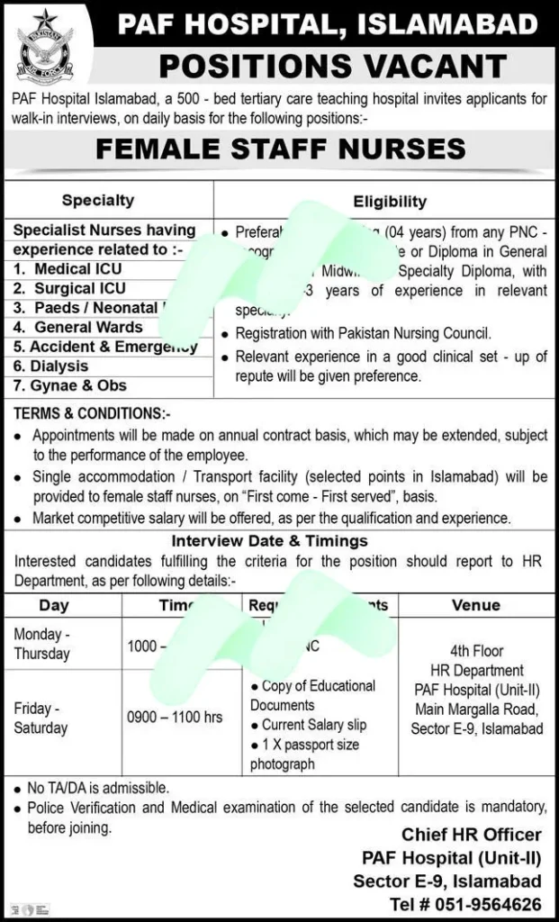 Nursing Jobs in Islamabad January 2025