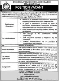 Divisional Public School & College DG Khan Jobs 2025 For Principal Latest 1 Divisional Public School & College DG Khan Jobs 2025