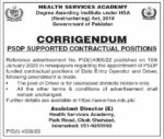 Health Services Academy Management Jobs Islamabad