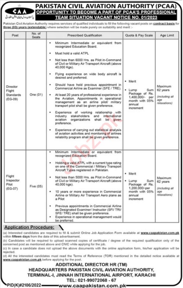 Government Jobs In Civil Aviation Authority CAA In Karachi 
