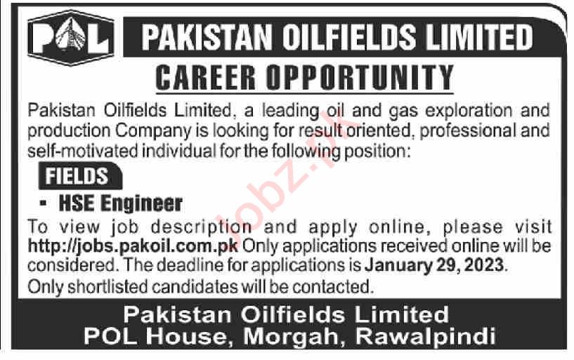 Government Jobs In Pakistan Oilfields Ltd Rawalpindi City