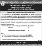 Punjab Public Service Commission Research Government Job