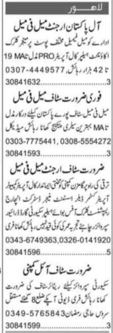 Private Company Management Staff Job In Lahore City 