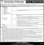 Government Jobs At University of Narowal Pakistan