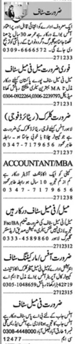Private Company Management Staff Jobs Lahore