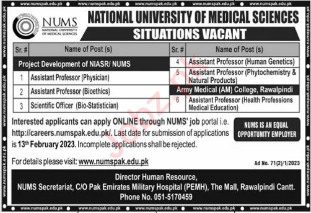 Government Jobs At National University of Medical Sciences