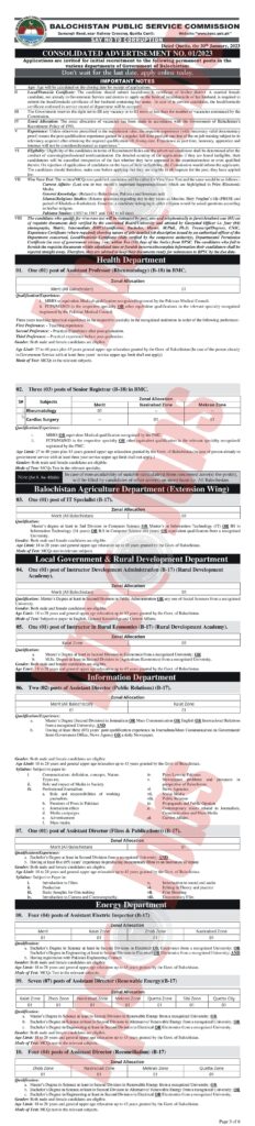Government Jobs BPSC Balochistan Public Service Commission
