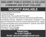 Army Iqra Public School & College Jobs In Quetta Pakistan