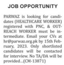 Parwaz Male Health Society Jobs In Karachi Pakistan