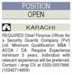 Security Guard Company Latest Chief Finance Officer job