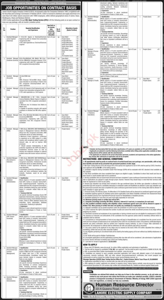 Government Jobs At Lahore Electric Supply Company LESCO