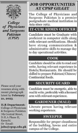 College of Physician and Surgeons Pakistan Jobs In Karachi