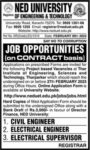 NED University of Engineering and Technology Govt Jobs