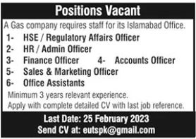 Management Jobs At Private Gas Company In Islamabad