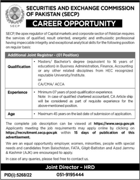 Security & Exchange Commission of Pakistan Jobs In Islamabad