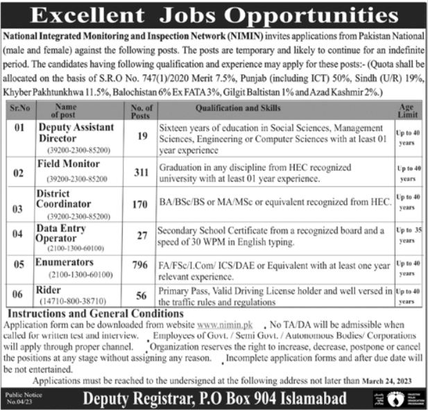 National Integrated Monitoring & Inspection Network Jobs