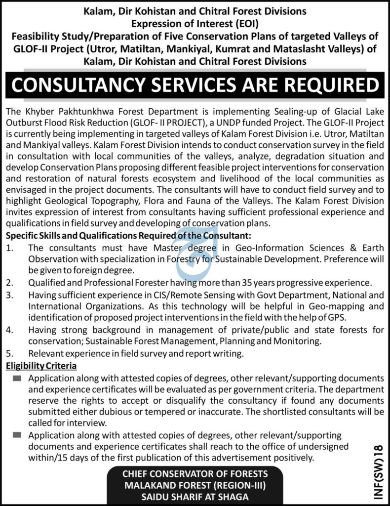 Govt Latest Jobs At Forest Department In Chitral KPK