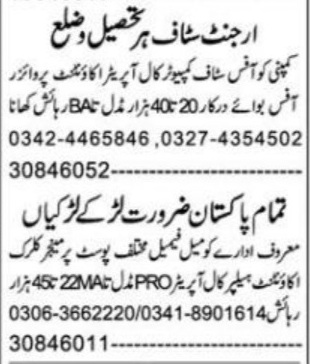 Private Company Management Staff Jobs In Multan Pakistan