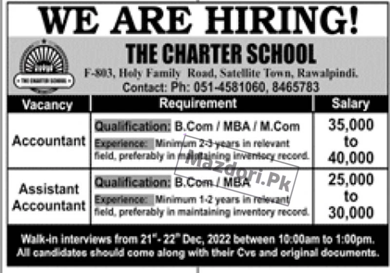  Charter School Rawalpindi Jobs