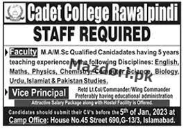 Cadet College Teaching Jobs in Rawalpindi