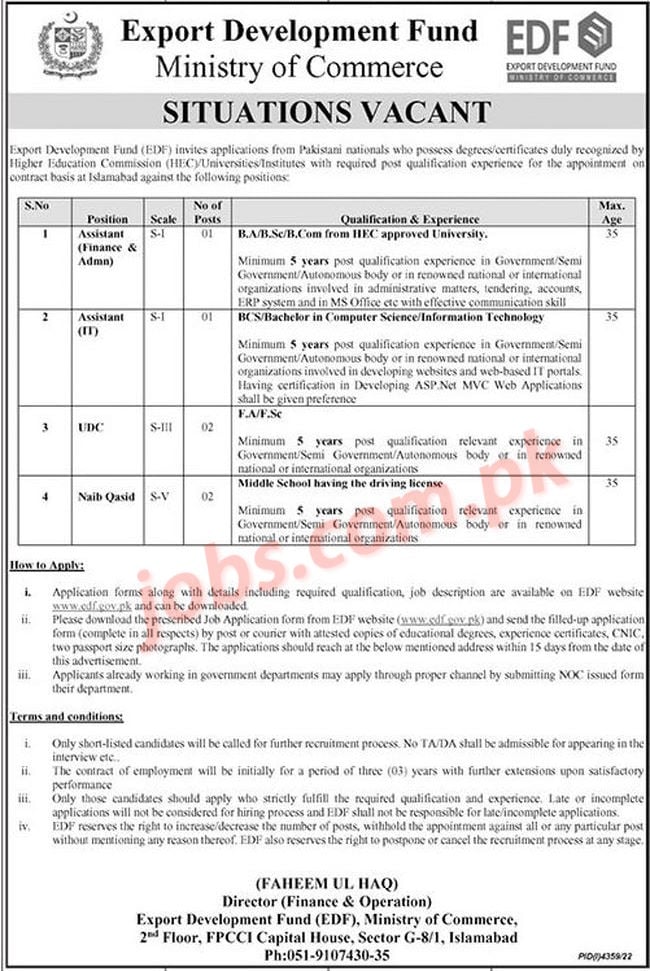 Latest Jobs In Federal Ministry Of Commerce Pakistan 